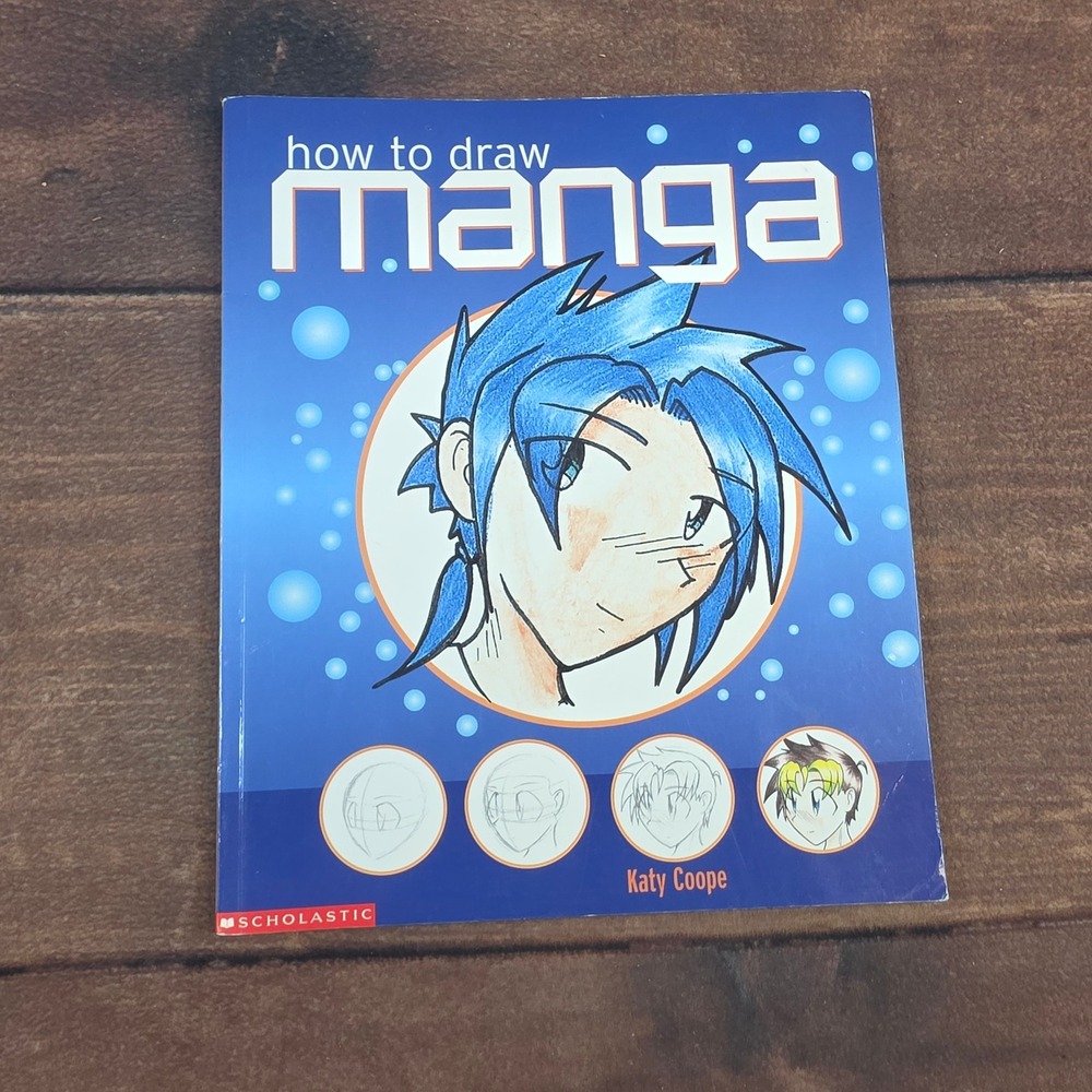 Scholastic How to Draw Manga Kids OS Blue Excellent Katy Coope Art Guide Book